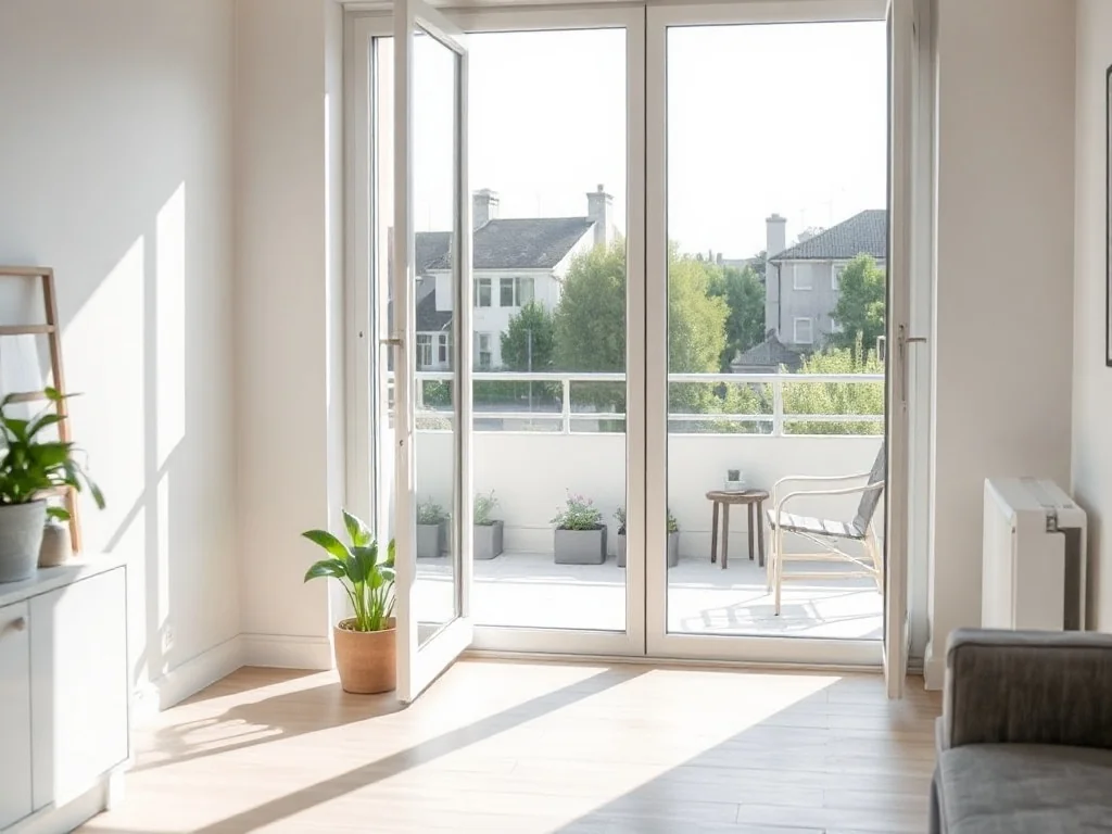 Nowoczesne mieszkanie z wyjściem na mały ogródek i przestronny balkon, pokazujące różnice między tymi przestrzeniami.