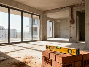Widok na różnorodne domy jednorodzinne w słoneczny poranek, prezentujący rozmaite style architektoniczne.