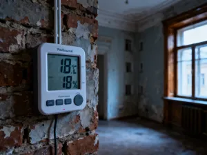 Dom z lat 70. z charakterystyczną architekturą i płaskim dachem w promieniach zachodzącego słońca.